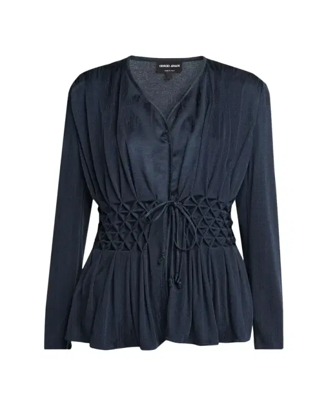 Smocked Jacquard Jersey Jacket