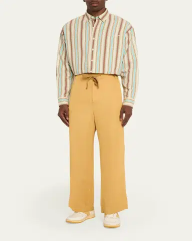 Sanderlak Men's Viscose Wide-Leg Drawstring Pants | Thumbnail 2 Sanderlak Men's Viscose Wide-Leg Drawstring Pants | Thumbnail 2
