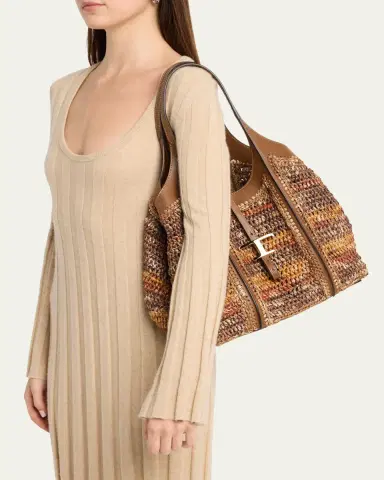 Tod's T Timeless Raffia Shopping Tote Bag | Thumbnail 2