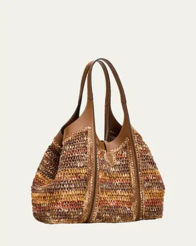 Tod's T Timeless Raffia Shopping Tote Bag | Thumbnail 3