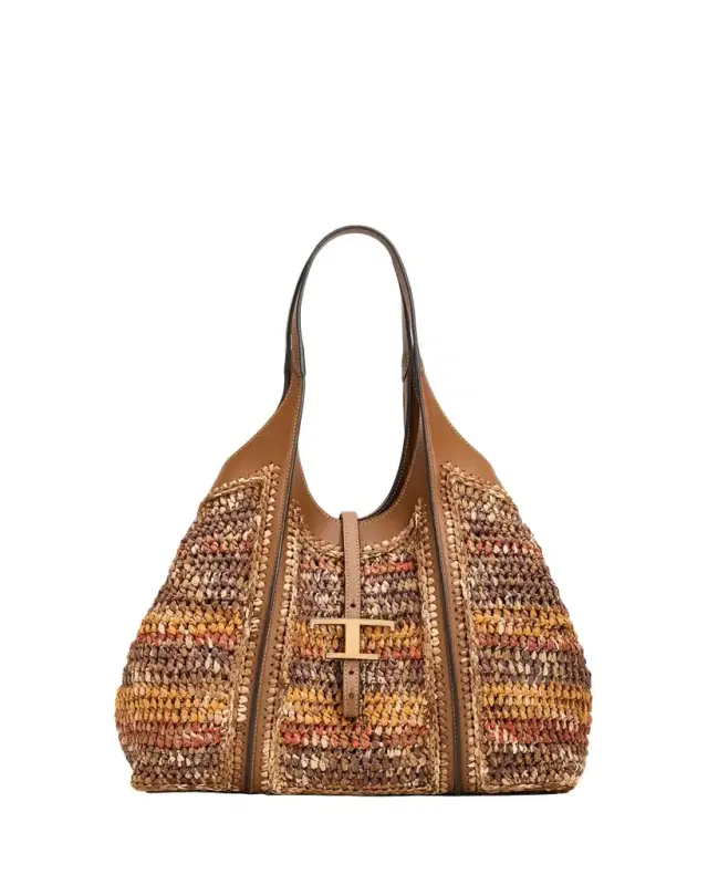 T Timeless Raffia Shopping Tote Bag