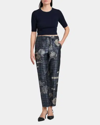 Giorgio Armani Crystal-Collar Cashmere Short-Sleeve Crop Sweater | Thumbnail 2 Giorgio Armani Crystal-Collar Cashmere Short-Sleeve Crop Sweater | Thumbnail 2