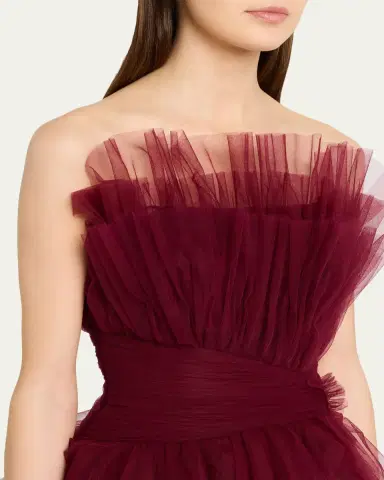 Pamella Roland Strapless Tiered Tulle High-Low Gown | Thumbnail 5 Pamella Roland Strapless Tiered Tulle High-Low Gown | Thumbnail 5