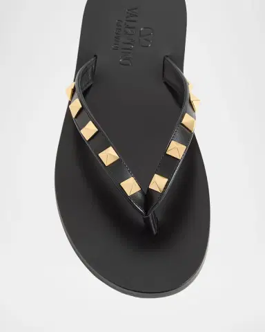 Valentino Garavani Rockstud Leather Flat Thong Sandals | Thumbnail 4 Valentino Garavani Rockstud Leather Flat Thong Sandals | Thumbnail 4