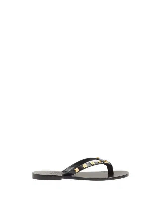 Valentino Garavani Rockstud Leather Flat Thong Sandals