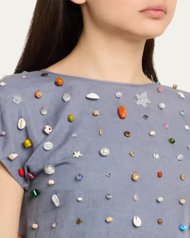 BERNADETTE Anne Embellished Linen Backless Mini Dress | Thumbnail 5 BERNADETTE Anne Embellished Linen Backless Mini Dress | Thumbnail 5