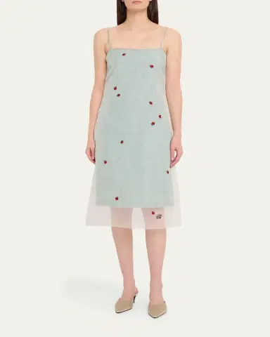BERNADETTE Rachel Ladybug Embellished Layered Midi Slip Dress | Thumbnail 2 BERNADETTE Rachel Ladybug Embellished Layered Midi Slip Dress | Thumbnail 2