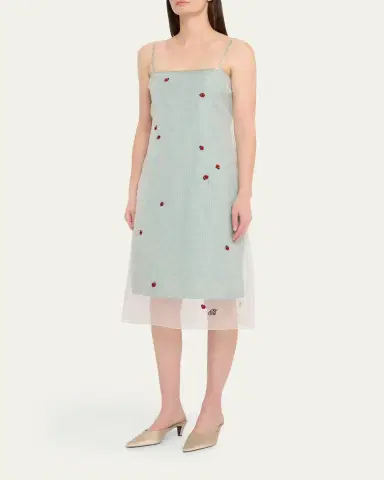 BERNADETTE Rachel Ladybug Embellished Layered Midi Slip Dress | Thumbnail 4 BERNADETTE Rachel Ladybug Embellished Layered Midi Slip Dress | Thumbnail 4
