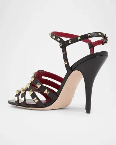 Valentino Garavani 100mm Rockstud Leather Ankle-Strap Sandals | Thumbnail 3 Valentino Garavani 100mm Rockstud Leather Ankle-Strap Sandals | Thumbnail 3