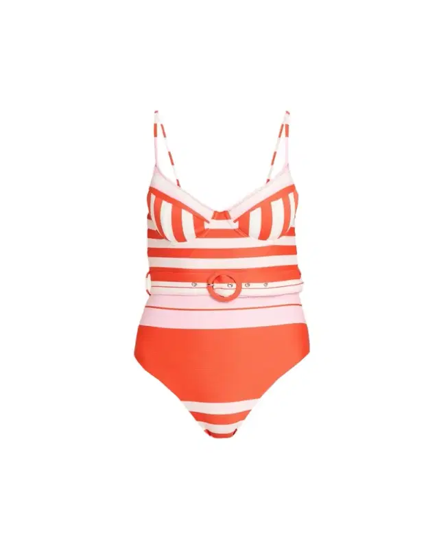 SIMKHAI Noa Belted Bustier One-Piece Swimsuit