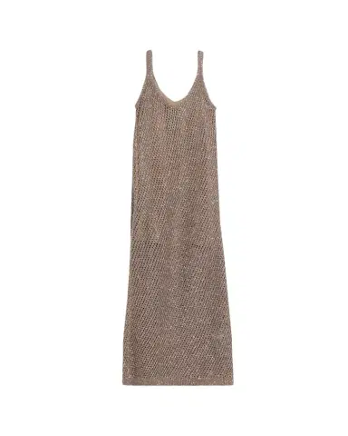 Brunello Cucinelli Shimmering Net Knit Sleeveless Maxi Dress | Thumbnail 1