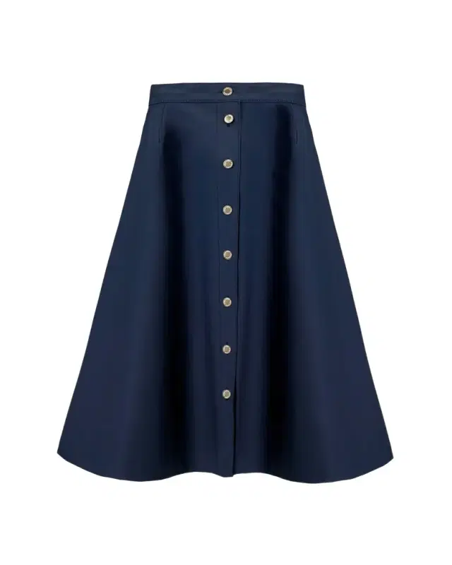 Button-Front Cotton Midi Skirt