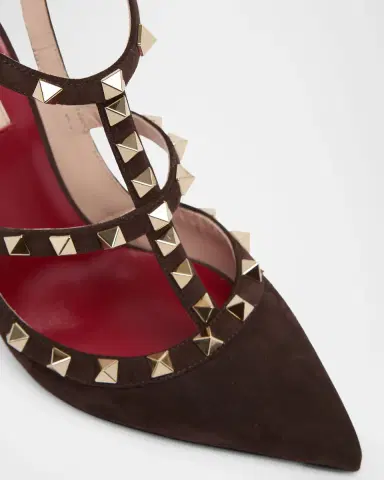 Valentino Garavani 100mm Rockstud Suede Ankle-Strap Pumps | Thumbnail 2 Valentino Garavani 100mm Rockstud Suede Ankle-Strap Pumps | Thumbnail 2