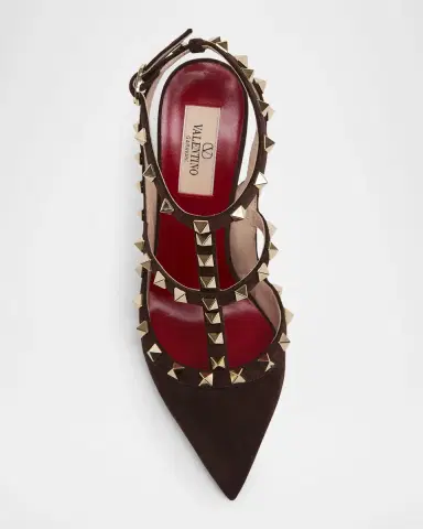 Valentino Garavani 100mm Rockstud Suede Ankle-Strap Pumps | Thumbnail 3 Valentino Garavani 100mm Rockstud Suede Ankle-Strap Pumps | Thumbnail 3