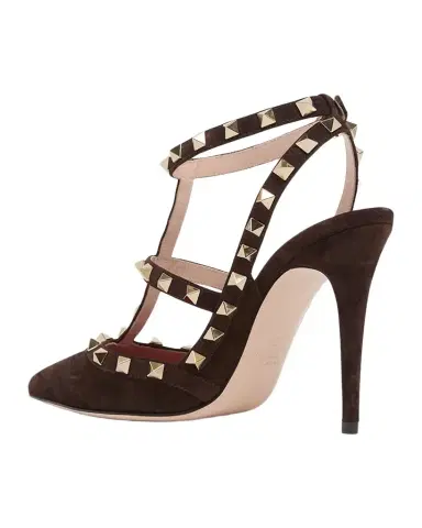Valentino Garavani 100mm Rockstud Suede Ankle-Strap Pumps | Thumbnail 1 Valentino Garavani 100mm Rockstud Suede Ankle-Strap Pumps | Thumbnail 1