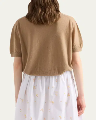 Prada Cashmere Short-Sleeve Crewneck Sweater | Thumbnail 3 Prada Cashmere Short-Sleeve Crewneck Sweater | Thumbnail 3