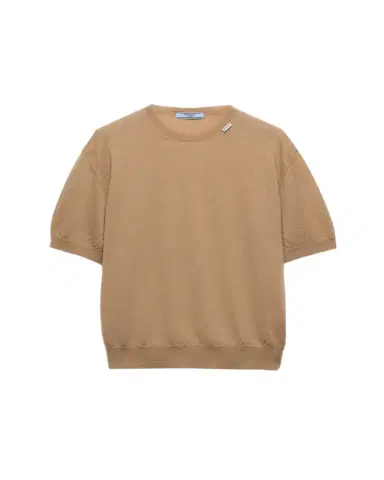 Prada Cashmere Short-Sleeve Crewneck Sweater | Thumbnail 1 Prada Cashmere Short-Sleeve Crewneck Sweater | Thumbnail 1