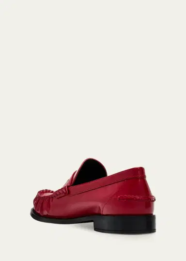 Prada 20mm Leather Moc-Toe Penny Loafers | Thumbnail 2