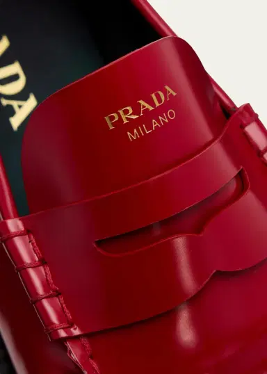 Prada 20mm Leather Moc-Toe Penny Loafers | Thumbnail 3