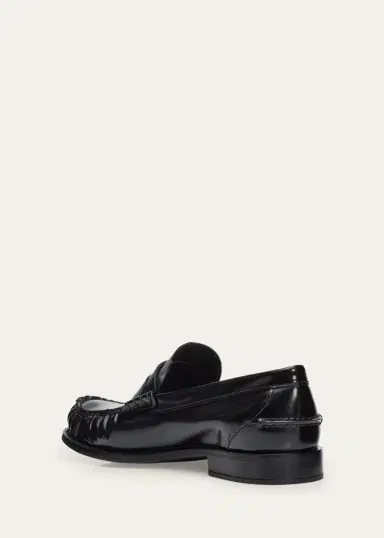 Prada 20mm Leather Moc-Toe Penny Loafers | Thumbnail 7