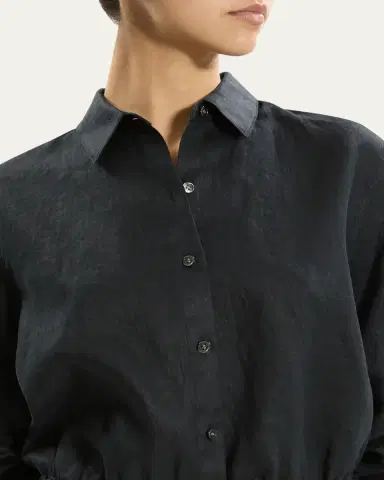 Theory Ruched-Sleeve Cropped Linen Shirt | Thumbnail 5