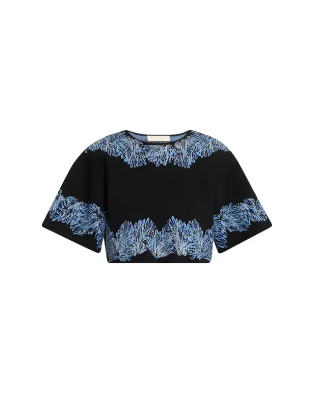 Alara Short-Sleeve Jacquard Knit Top