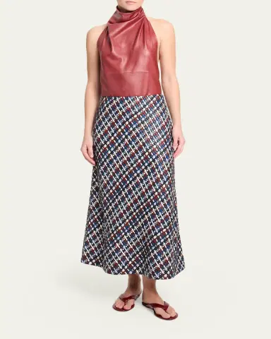TWP Woven Leather A-Line Skirt | Thumbnail 2