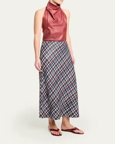 TWP Woven Leather A-Line Skirt | Thumbnail 4