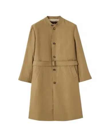 Loro Piana Men's Doran Linen Band-Collar Belted Trench Coat | Thumbnail 1 Loro Piana Men's Doran Linen Band-Collar Belted Trench Coat | Thumbnail 1