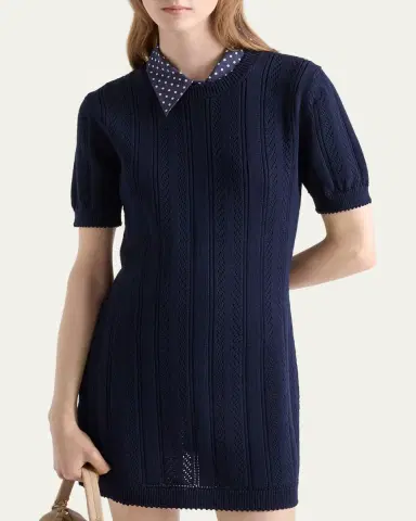 Prada Openwork Cotton Mini Dress | Thumbnail 4 Prada Openwork Cotton Mini Dress | Thumbnail 4