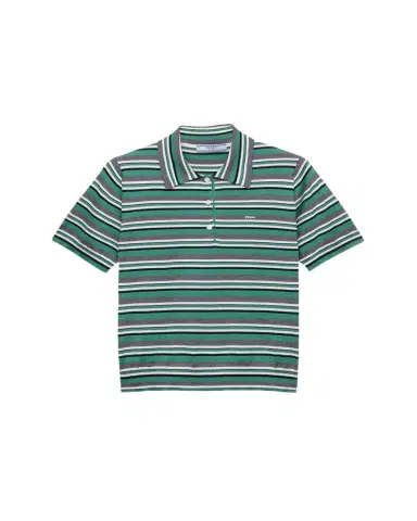 Prada Striped Silk-Cotton Short-Sleeve Polo Shirt | Thumbnail 1 Prada Striped Silk-Cotton Short-Sleeve Polo Shirt | Thumbnail 1