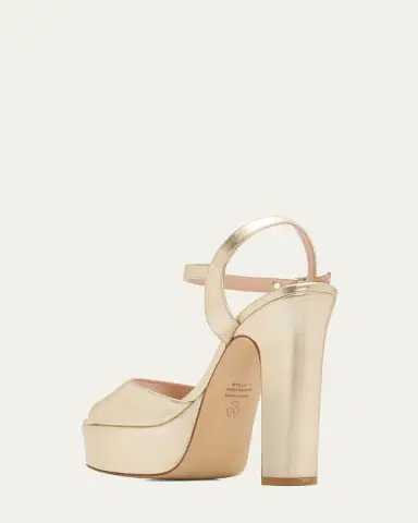 Stuart Weitzman 130mm Reade Metallic Leather Platform Sandals | Thumbnail 4