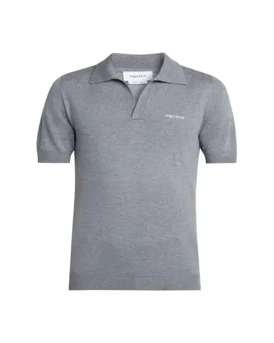 Alexander McQueen Men's Wool Knit Johnny Collar Short-Sleeve Polo Sweater | Thumbnail 1