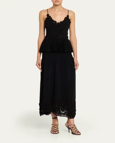 Ulla Johnson Leona Crochet Drop-Waist Midi Skirt | Thumbnail 2 Ulla Johnson Leona Crochet Drop-Waist Midi Skirt | Thumbnail 2
