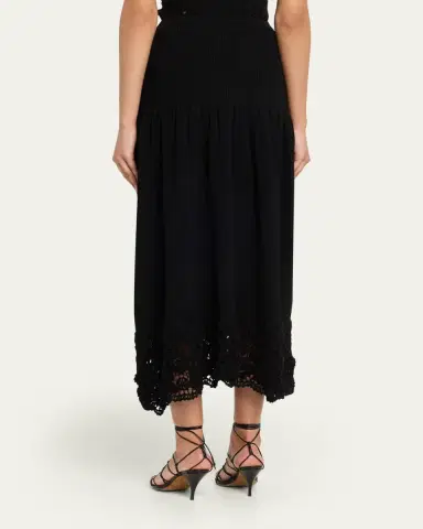 Ulla Johnson Leona Crochet Drop-Waist Midi Skirt | Thumbnail 3 Ulla Johnson Leona Crochet Drop-Waist Midi Skirt | Thumbnail 3
