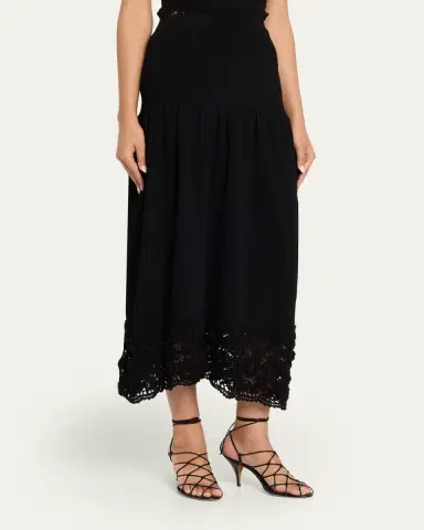 Ulla Johnson Leona Crochet Drop-Waist Midi Skirt | Thumbnail 4 Ulla Johnson Leona Crochet Drop-Waist Midi Skirt | Thumbnail 4