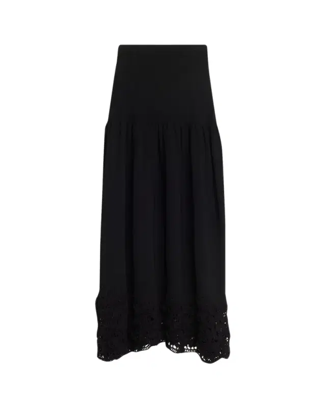 Leona Crochet Drop-Waist Midi Skirt
