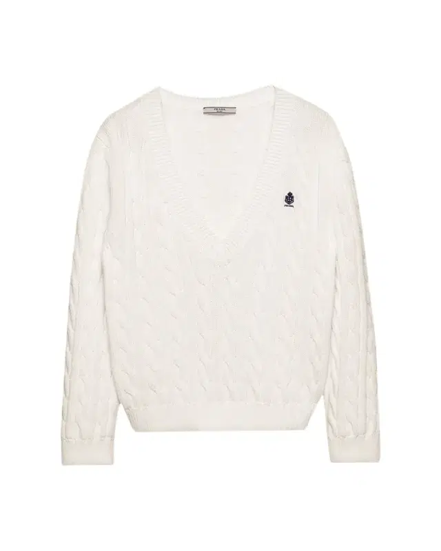 Cable-Knit V-Neck Cotton Sweater