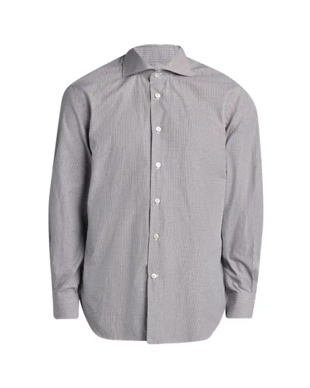 Men's Mini-Check Cotton Button-Down Shirt