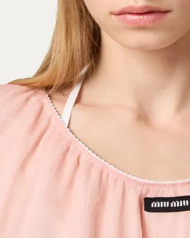 Miu Miu Layered Crinkle Silk Crop Top | Thumbnail 5