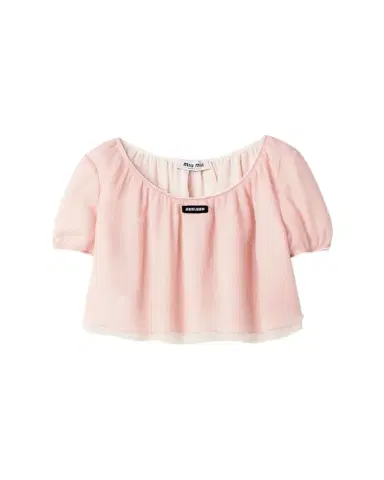 Miu Miu Layered Crinkle Silk Crop Top | Thumbnail 1