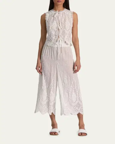 Alice + Olivia Elba Embroidered Cotton Pants | Thumbnail 2 Alice + Olivia Elba Embroidered Cotton Pants | Thumbnail 2