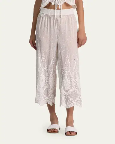 Alice + Olivia Elba Embroidered Cotton Pants | Thumbnail 4 Alice + Olivia Elba Embroidered Cotton Pants | Thumbnail 4