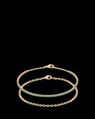 Gwen Beloti CZ Tennis and 18K Gold-Plated Bracelets, Set of 2 | Thumbnail 2 Gwen Beloti CZ Tennis and 18K Gold-Plated Bracelets, Set of 2 | Thumbnail 2