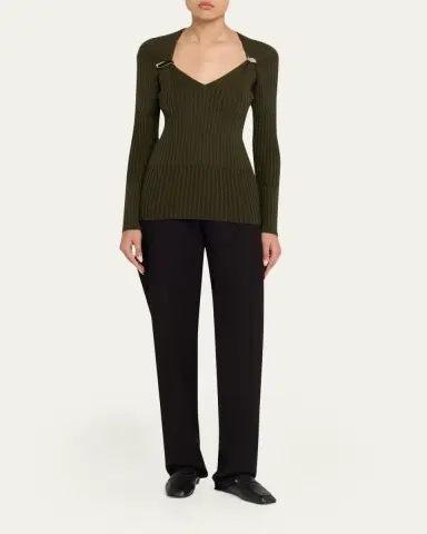 Bottega Veneta Claw Embellished Cashmere-Silk Rib Sweater | Thumbnail 2