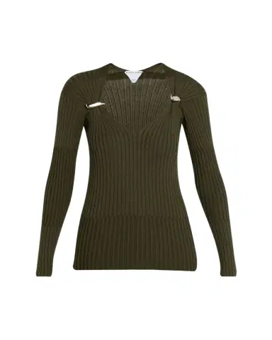 Bottega Veneta Claw Embellished Cashmere-Silk Rib Sweater | Thumbnail 1