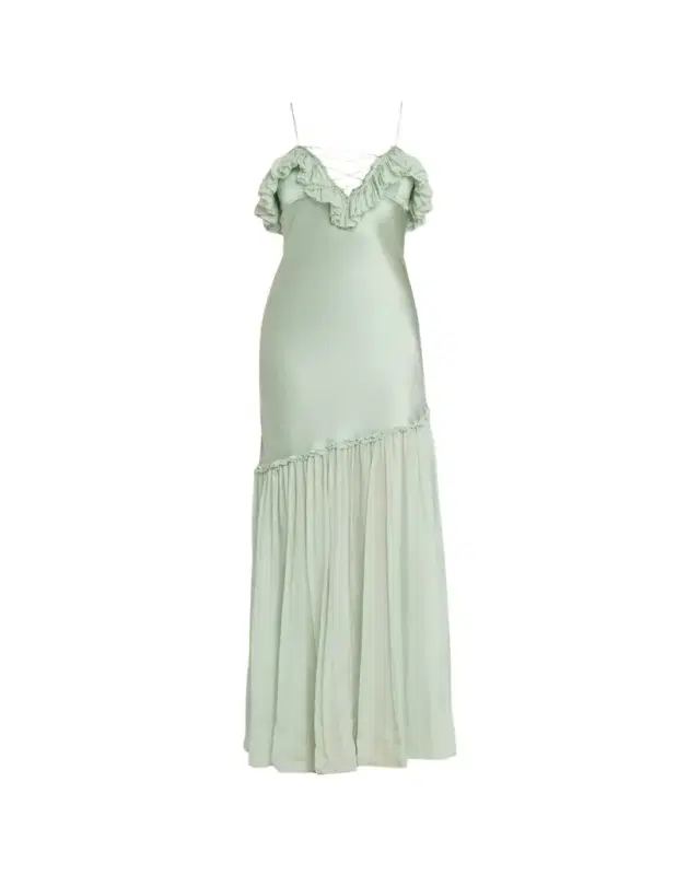 Elaria Sleeveless Silk Ruffle Gown
