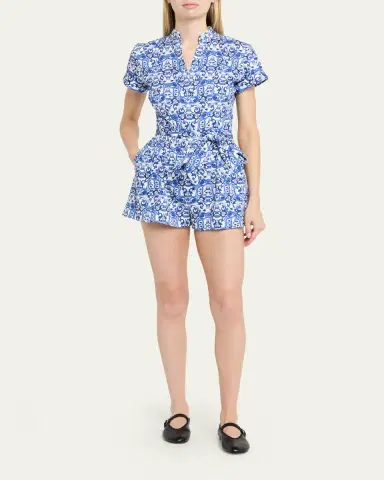 Alice + Olivia Lucy Roll-Sleeve Romper | Thumbnail 2