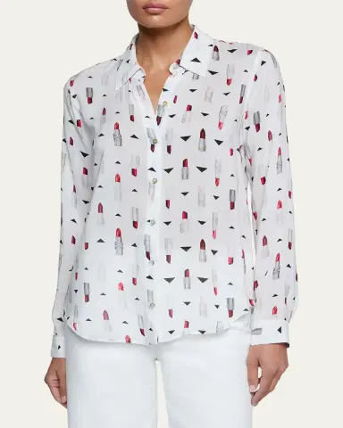 L'Agence Holly Lipstick Button-Front Blouse | Thumbnail 4 L'Agence Holly Lipstick Button-Front Blouse | Thumbnail 4