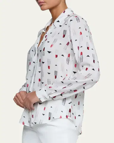 L'Agence Holly Lipstick Button-Front Blouse | Thumbnail 5 L'Agence Holly Lipstick Button-Front Blouse | Thumbnail 5